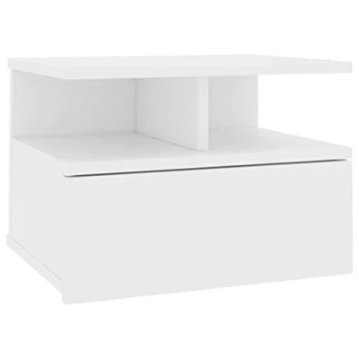 Abbildung von vidaXL Nachttisch Hängend Schublade offene Fächer Nachtkommode Nachtschrank Nachtkonsole Wandboard Wandregal Weiß 40x31x27cm Holzwerkstoff