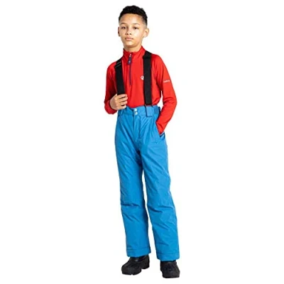 Abbildung von Dare 2b Motive Pant Kids Ski Salopette Wasserdichtes und atmungsaktives Recyclingmaterial verstellbares Taillensystem Hosenträger, Schneefang Reißverschluss 2 Taschen
