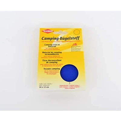 Abbildung von BERGER Kleiber 100 Prozent Baumwolle Camping Bügelstoff aus Original Zeltstoff zum Aufbügeln, königsblau