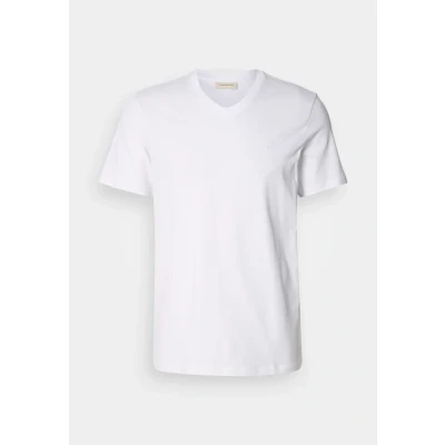 Abbildung von Calvin Klein Herren T Shirt Kurzarm Smooth Solid Tee mit V Ausschnitt, Weiß (Brilliant White), L