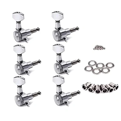 Abbildung von Alnicov Gitarren Mechaniken Stimmwirbel Machine Heads Tuning Pegs, 6R, gesperrt, silberfarben