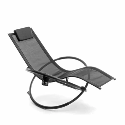 Abbildung von InnovaGoods® Klappbarer Schaukelstuhl mit abnehmbarem Kissen, Gartenliege, Relaxliege Armlehnen und Getränkehalter, trägt bis zu 150kg, Tragbare Liege Ideal für den Garten