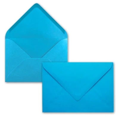 Abbildung von 100x Briefumschläge B6 17,5 x 12,5 cm Azurblau Nassklebung mit spitzer Klappe 120 g/m² Für Hochzeit, Gruß Karten, Einladungen