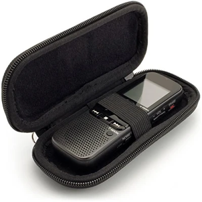 Abbildung von igadgitz U6584 Eva Reisverschluss Tragbare Hart Schutzhulle Etui Kompatibel mit Digitale Diktiergerate (Innenmasse: 125x50x22mm) Schwarz