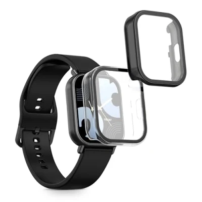 Abbildung von kwmobile 2X Cover kompatibel mit Xiaomi Redmi Watch 5 Lite Hülle Fullbody Fitnesstracker Case Set aus Glas Transparent Schwarz
