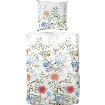 Abbildung von Primera Bettwäsche &quot;Mako Satin Gartenparty&quot;, (2 tlg.), mit übereinanderliegenden floralen Mustern