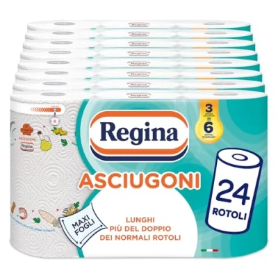 Abbildung von Regina Handtücher 24 Rollen Küchenpapier, 2 lagig, 100 Maxi Blätter pro Rolle, Packung zu 60% aus recyceltem Kunststoff, 100% FSC zertifiziertes Papier