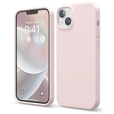 Abbildung von elago Schutzhülle für iPhone 14 Plus, Flüssigsilikon, Ganzkörper Schutzhülle, stoßfest, schlanke Handyhülle, kratzfestes, weiches Mikrofaserfutter, 17 cm (6,7 Zoll), Rosa