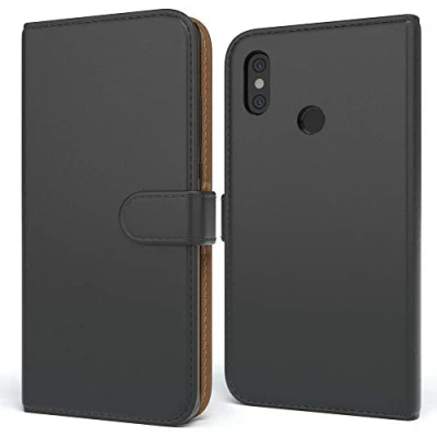 Abbildung von EAZY CASE Tasche kompatibel mit Xiaomi Mi 8 Schutzhülle Standfunktion Klapphülle im Bookstyle, Handytasche Handyhülle Flip Cover Magnetverschluss und Kartenfach, Kunstleder, Schwarz