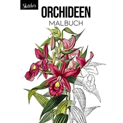 Abbildung von Orchideen Malbuch: Malbuch für Erwachsene mit Blumenmustern, Blumensträußen, Kränzen, Strudeln, Dekorationen