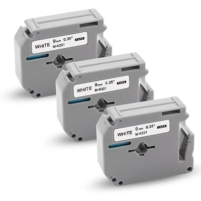 Abbildung von 3x XemaX Kompatibel Brother M K221S 9mm 3/8 White Ersatz für MK 221 MK221 MK221S PT 65 Schriftband P Touch 60 90 55 M95 85 80, Schwarz auf Weiß