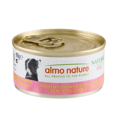 Abbildung von almo nature HFC Natural Nassnahrung für Hunde mit Kalb Schinken ursprünglich Lebensmittelqualität und Werden jetzt Hundenahrung erwendet.