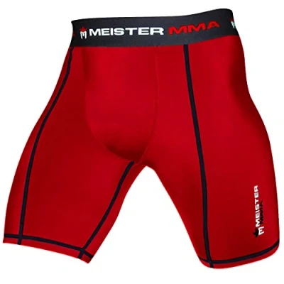 Abbildung von Meister MMA Kompressions Rush Fight Shorts mit/Cup Tasche Rot Mittel (M) (32 33)