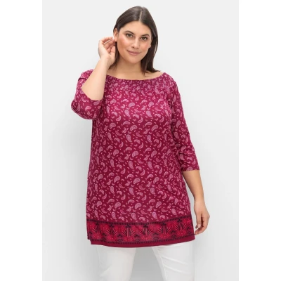 Abbildung von Sheego Carmen Bluse, Damen, Größe: 40/42, Beere gemustert