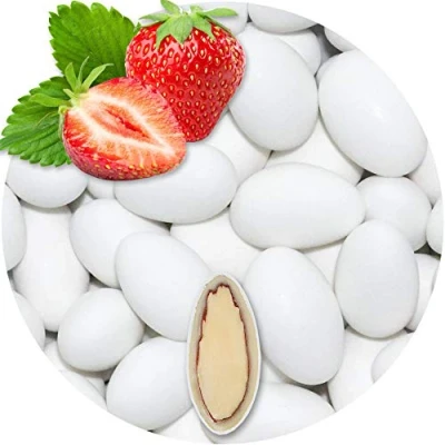 Abbildung von EinsSein 0,5kg Schokomandeln Erdbeere weiss matt Hochzeitsmandeln Mandeln Hochzeit Taufmandeln Gastgeschenke Zuckermandeln Bonboniere Confetti Badem sekeri Gastgeschenk Zucker Candy Bar Süssigkeiten