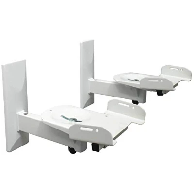 Abbildung von Drall 2 Stück Universal Lautsprecher Halterung schwenkbar neigbar drehbar bis 12 kg belastbar Wandhalterung für Boxen WLAN Airplay Heimkino 1 Paar weiß Modell: BH5W