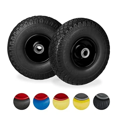 Abbildung von Relaxdays 2x Sackkarrenrad, pannensichere Vollgummireifen, 3.00 4&quot; Stahlfelge, 20 mm Achse, 100 kg, 260 x 85 mm, schwarz