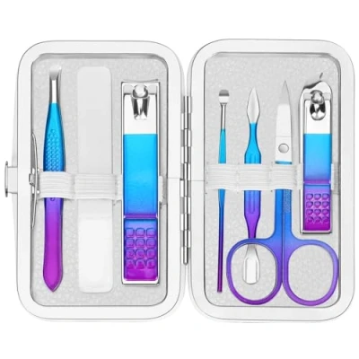 Abbildung von Maniküre Set, Nagelknipser, Reise Maniküre, Pediküre Edelstahl, Werkzeug Set mit Etui, professionelle Nagelpflege Werkzeuge für Zuhause, Arbeitsplatz, Outdoor, Reisen, Geschenk