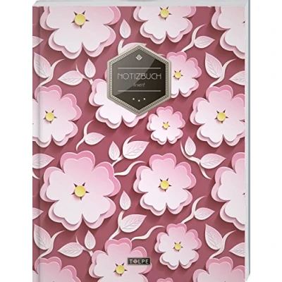 Abbildung von TULPE Liniertes Notizbuch A4 „C066 Flowers“ (140+ Seiten, Vintage Softcover, Doppelrand, Seitenzahlen, Register Dickes Notizheft, Deutschheft, Schreibheft, Schulheft, Tagebuch, Lineatur 27)