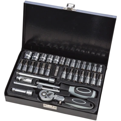 Abbildung von WGB BASIC PLUS Stecknüsse &quot;1/4&quot; Steckschlüssel Garnitur&quot;, (Set, 33 St.), im Stahlblechkasten