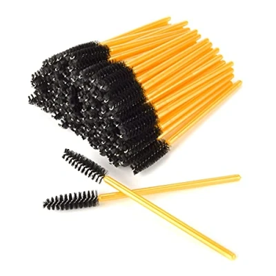 Abbildung von AIYONG 100 Stück Einweg Wimpernbürste, Wimpernbürstchen Wimpern Applikator Bürste für Mascara, Wimpernverlängerung,Einweg Wimpernbürste Augenbrauenbürstchen,Augen Make Up Tools (Gold)