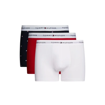 Abbildung von Tommy Hilfiger Trunk Print 3 PACK Panties, Herren, Größe: Medium, White/primary red