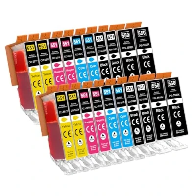 Abbildung von 550 551 XL Multipack Patronen Kompatibel für Canon PGI PGBK CLI Druckerpatronen Pixma MX925 IP7250 MX725 MG5650 MX920 MG5550 IP7200 MG6650 MG6450 IX6850 MG5450 (20er Pack)