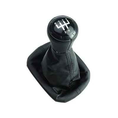 Abbildung von Schaltknauf Schaltsack/Schaltmanschette mit schwarzer Naht, 12 mm Aufnahme kompatibel/Ersatzteil für Audi A3 8L 1.8 1.9 TDI 5 Gang BJ 1996 2000