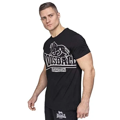 Abbildung von Lonsdale Normale Passform Langsett Tshirt print, Herren, Größe: 3XL, Black