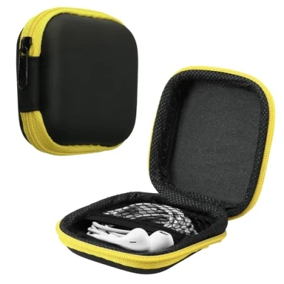 Abbildung von kwmobile in Ear Kopfhörer Tasche Headphones Schutztasche Earphones Etui Case Cover Hülle für Gelb Schwarz