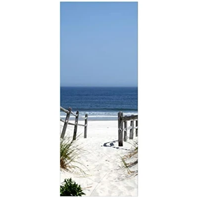 Abbildung von Wallario selbstklebendes Poster Blick auf Strand, Aufkleber in Premiumqualität, Klebefolie Größe: 50 x 125 cm