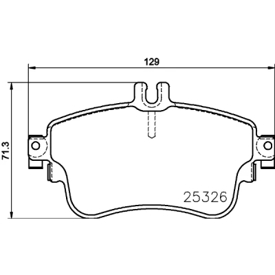 Abbildung von HELLA 8DB 355 019 751 Bremsbelagsatz für Verschleißwarnanzeiger vorbereitet mit Bremssattelschrauben MERCEDES BENZ: A Klasse, B CLA Coupe