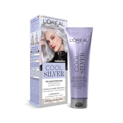 Abbildung von L&#039;Oréal Paris Cool Silver Pflegetönung 02 Pearlweiss mit stärkenden Ceramiden und Anti Gelbstich für kühle Silber Reflexe, 114 ml