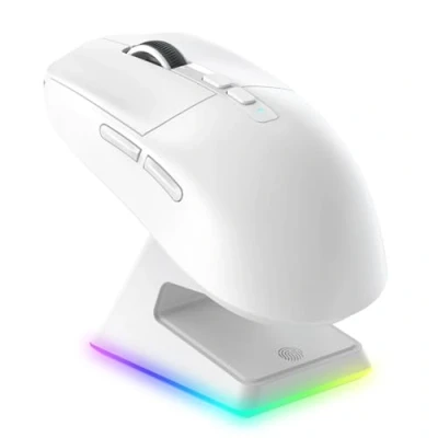 Abbildung von VGN Game Power Attack Shark X6 Superlight Kabellose Gaming Maus mit RGB Ladestation, 49g Ultraleicht Mouse, 26000DPI, PixArt PAW3395, 2.4G/BT/Kabelgebunden, Bis zu 200 Std.Akku, G502, PC/Mac, Weiß