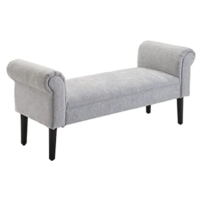 Abbildung von HOMCOM Polsterbank (Set, 1 St., Sitzottomane), Sitzbank Sitzhocker elegant Leinenstoff Hellgrau 132 x 45.5 58 cm