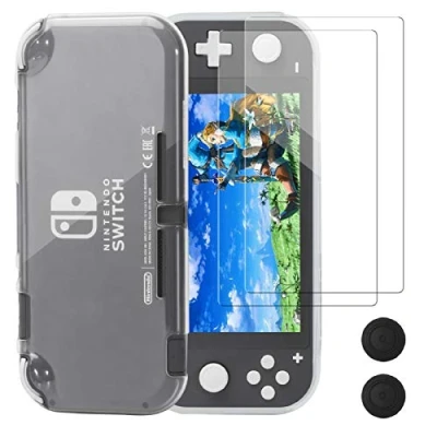 Abbildung von REDTRON Schutzhülle für Nintendo Switch Lite, Comfort TPU Crystal Cover Case mit Hartglas Schutzfolie &amp; Daumengriffkappen Lite Console 2019