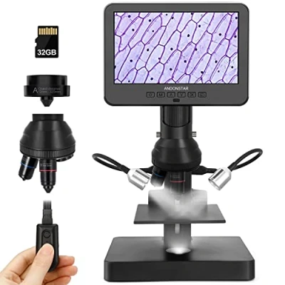 Abbildung von Andonstar AD246 P Digitales Mikroskop mit 7 Zoll Bildschirm, Münzmikroskop für Fehlermünzen, ganze Münzen, 1000 x 3 Linsen, 1080P FHD Videoaufzeichnung, biologisches Kit
