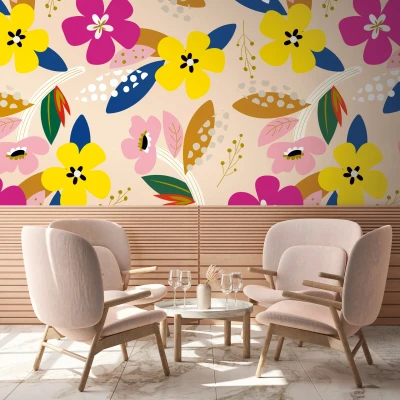 Abbildung von living walls Fototapete &quot;Blumentapete Bunt&quot;, matt, Floral