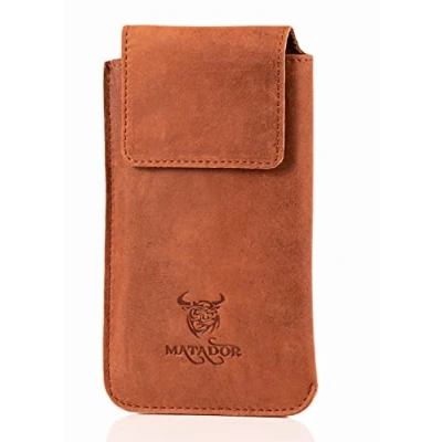 Abbildung von Ledertasche Handytasche Gürteltasche Vertikaltasche Matador kompatibel zu iPhone (16 PRO MAX) Magnetverschluss Gürtelclip/Gürtelschlaufe (Easy Out System)