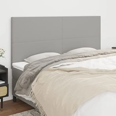 Abbildung von DYRJDJWIDHW kopfteil Bett 180,headboard,Bett gepolstert,Kopfteile 4 STK. Hellgrau 100x5x78/88 cm Stoffbettkopfteil,kopfteil 200 breit,