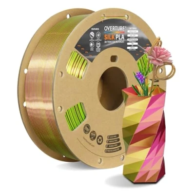 Abbildung von OVERTURE Dual Color Silk PLA Filament 1.75mm, 1kg 3D Drucker Seide PLA, Maßgenauigkeit +/ 0.03 mm(Seide Grün Magenta)