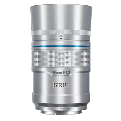 Abbildung von SIRUI Sniper 75 mm Autofokus Objektiv, F1.2 Teleobjektiv APS C für Z8, Z9, Z5, Z6, Z7, Zfc (Z Halterung, Silber)