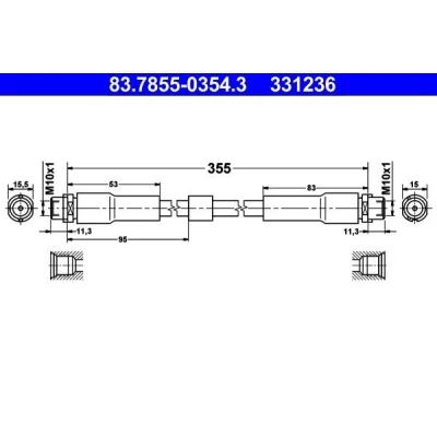 Abbildung von ATE 83.7855 0354.3 Bremsschläuche 355 M10x1 AUDI: A8 D3