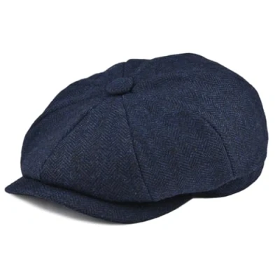 Abbildung von BOTVELA Herren 8 stück Wollmischung Ballon Flatcap fischgrätmuster in Classic 5 Farben Medium Marine