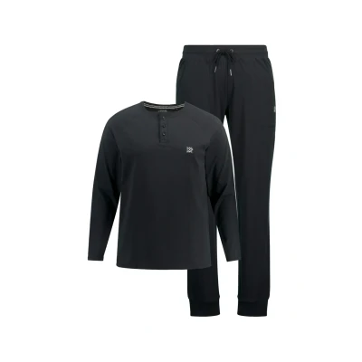 Abbildung von JP 1880 Herren große Größen Übergrößen Menswear L 8XL Schlafanzug, Henley, Langarm, Lange Hose schwarz XXL 800377100