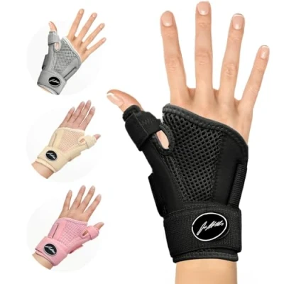 Abbildung von Dr. Arthritis Von Ärzten Entworfen Handgelenk Bandagen, Daumenbandage Links und Rechts, Stabilisierende Handgelenkstütze mit Daumenschiene, Handgelenkbandage Daumenortthese, Einzelpack, Schwarz