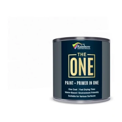 Abbildung von THE ONE Paint &amp; Primer: die langlebigste Holzfarbe, Schrankfarbe, Eingangstür, Wände, Badezimmer, Küche, Fliesenfarbe schnelltrocknende Farbe für Innen / Außenbereiche (Weiß Mattfinish, 1 Liter)