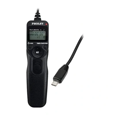 Abbildung von PHOLSY Kamera Fernauslöser S8 Timer Auslösekabel mit Intervalometer für Sony a1 a9 a9m2 a7 a7M2 a7M3 a7M4 7RM2 a7RM4 a7S a7SM3 a3500 a6600 a6500 a6100 RX100M5 RX100M6 RX100M7 HX99 HX90 HX350 HX400