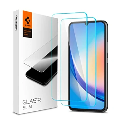 Abbildung von 2er pack Samsung Galaxy A34 (5G) Panzerglas Spigen Screenprotector tR Slim (2Pack) GLAStR Displayschutzfolie + Applicator 2 für das
