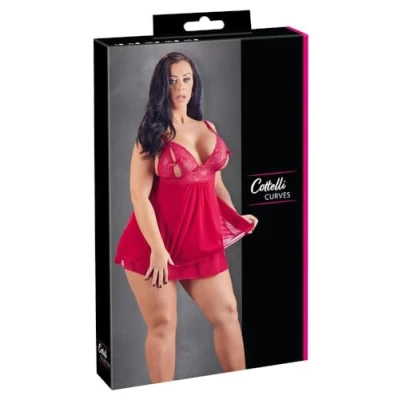 Abbildung von Cottelli CURVES Damen Collection with Half Open Cups Babydoll, Rot, 2XL